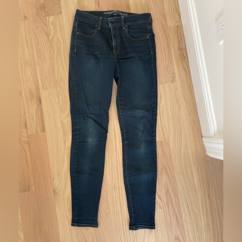 American Eagle Dark Blue Skinny Jegging Jeans Women’s - size 8 Long LIKE NEW